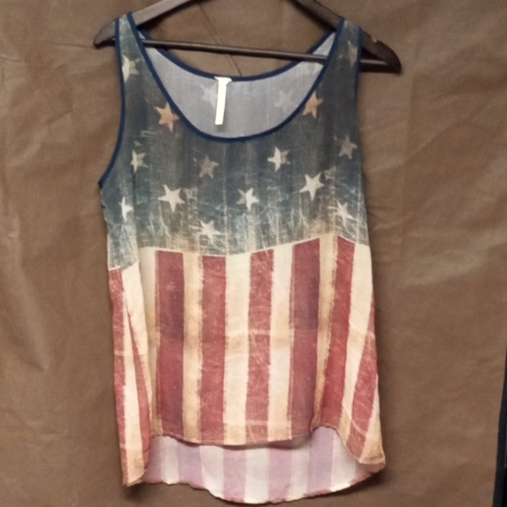Patriotic distressed tank top Kate's collection USA